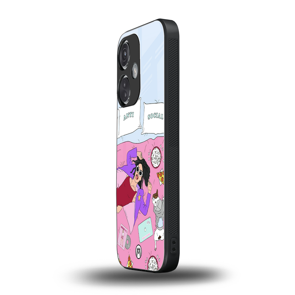 anti social chick girl back phone cover | glass case for oneplus nord ce 3