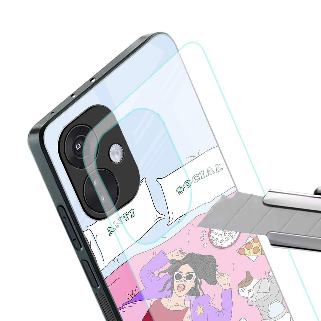 anti social chick girl back phone cover | glass case for oneplus nord ce 3