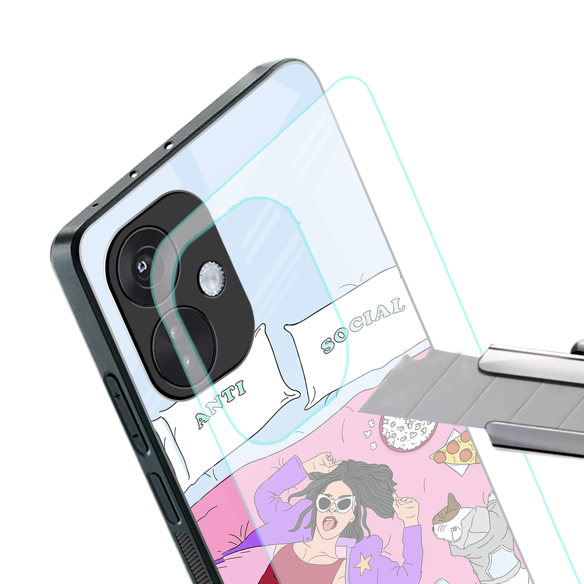 anti social chick girl back phone cover | glass case for oneplus nord ce 3