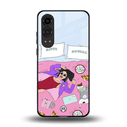 anti social chick girl back phone cover | glass case for oneplus nord ce 4 lite