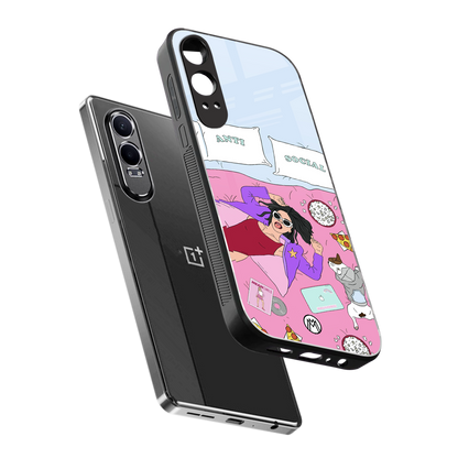 anti social chick girl back phone cover | glass case for oneplus nord ce 4 lite