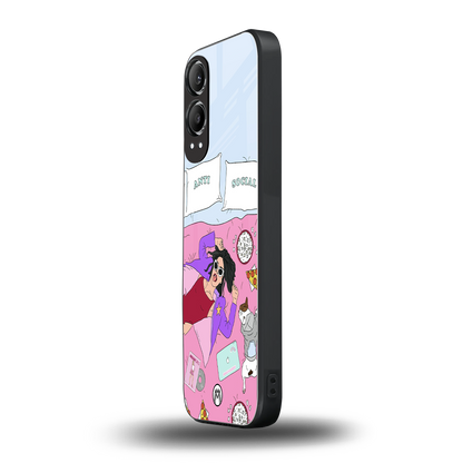anti social chick girl back phone cover | glass case for oneplus nord ce 4 lite
