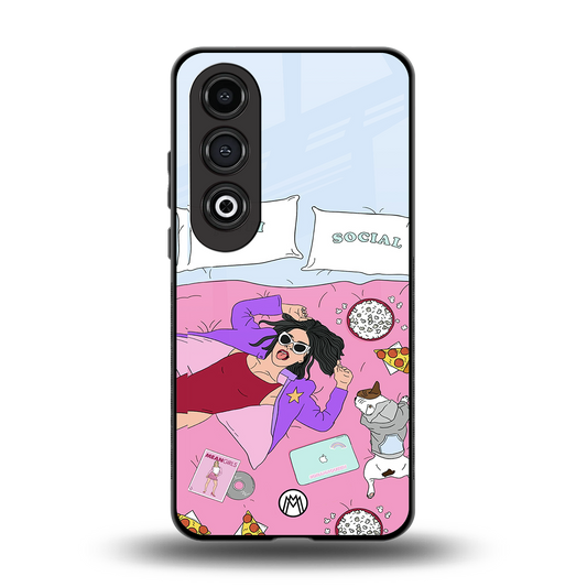 anti social chick girl back phone cover | glass case for oneplus nord ce 4