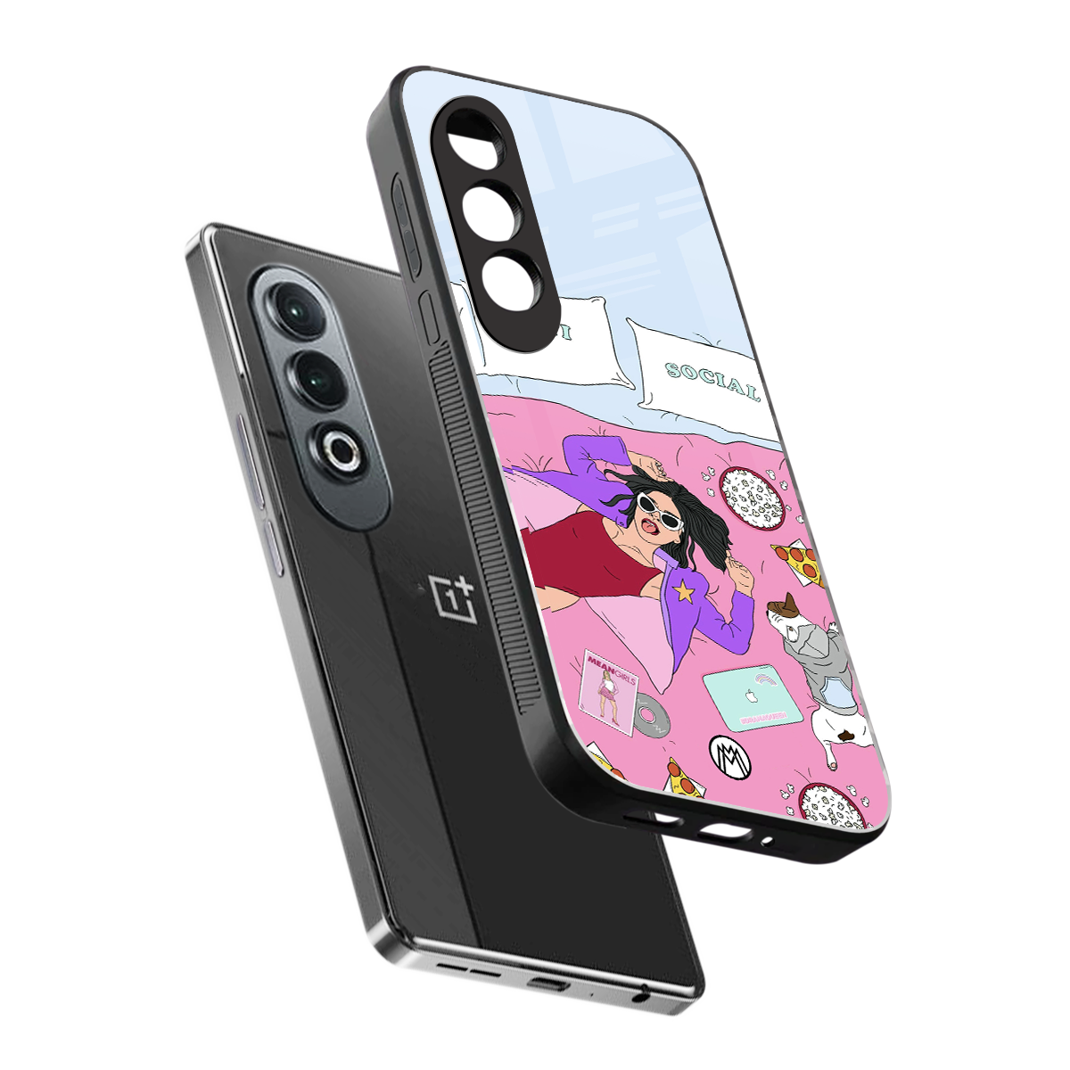 anti social chick girl back phone cover | glass case for oneplus nord ce 4