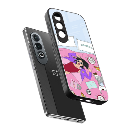 anti social chick girl back phone cover | glass case for oneplus nord ce 4
