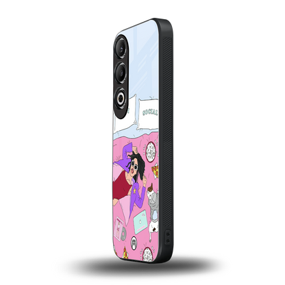 anti social chick girl back phone cover | glass case for oneplus nord ce 4