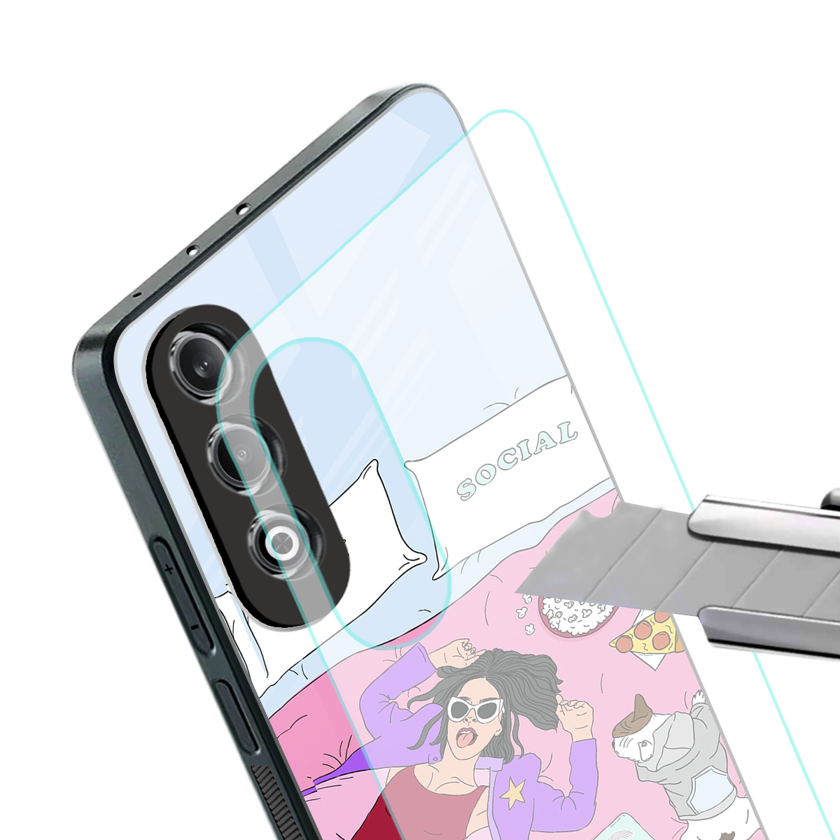anti social chick girl back phone cover | glass case for oneplus nord ce 4