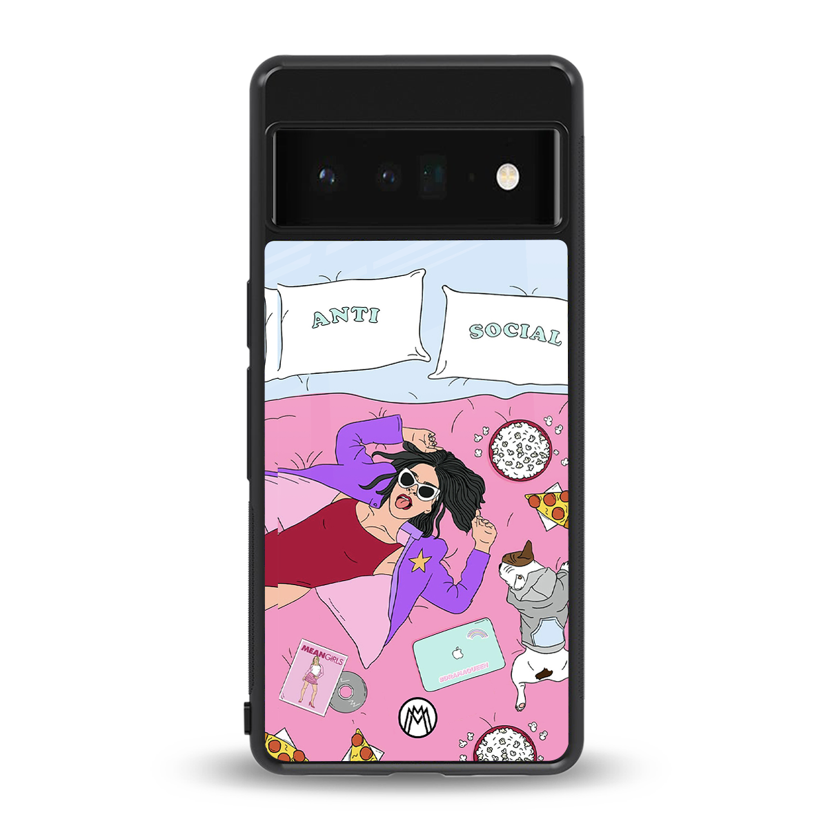 anti social chick girl back phone cover | glass case for google pixel 6 pro