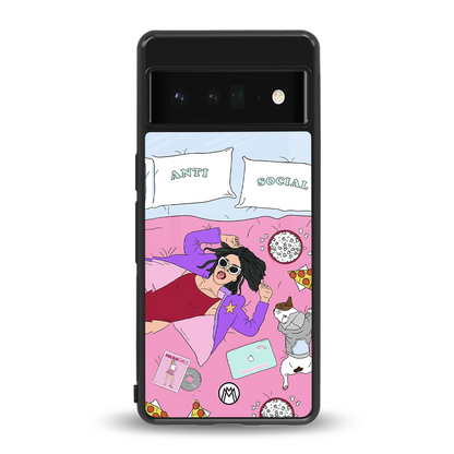 anti social chick girl back phone cover | glass case for google pixel 6 pro