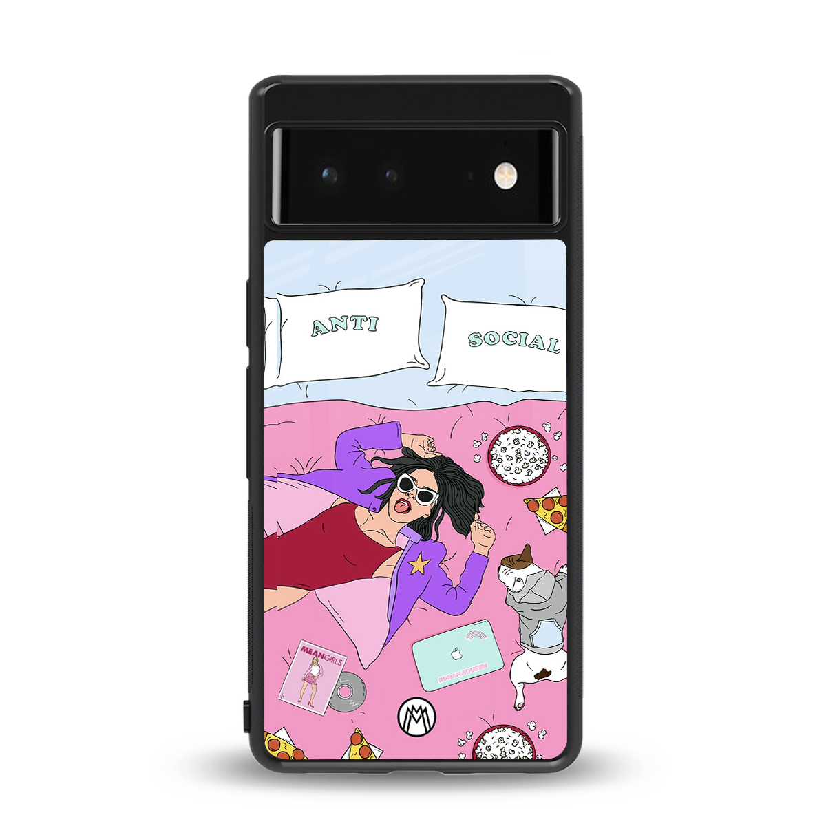 anti social chick girl back phone cover | glass case for google pixel 6