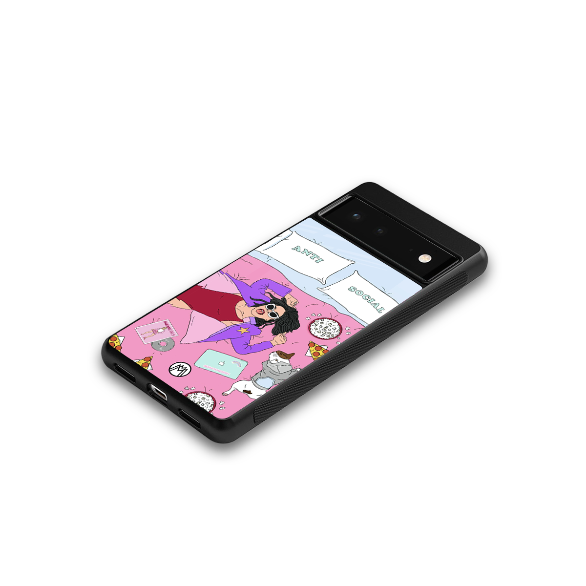 anti social chick girl back phone cover | glass case for google pixel 6