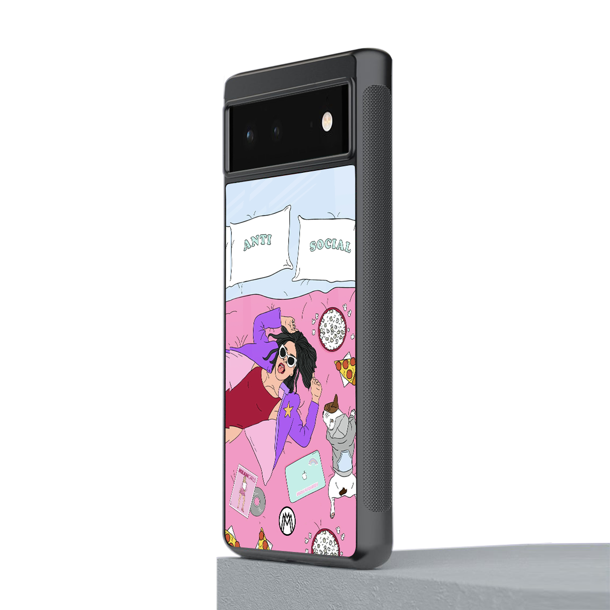 anti social chick girl back phone cover | glass case for google pixel 6