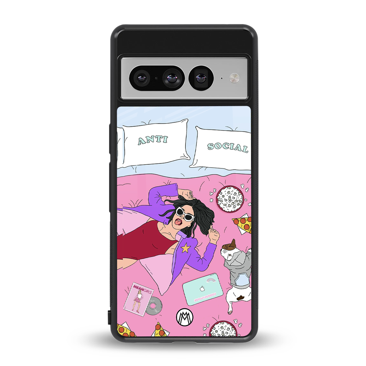 anti social chick girl back phone cover | glass case for google pixel 7 pro