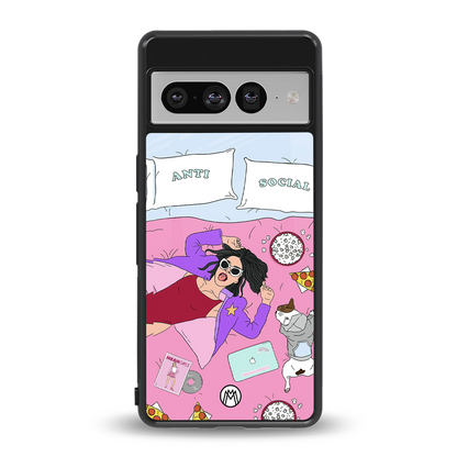 anti social chick girl back phone cover | glass case for google pixel 7 pro