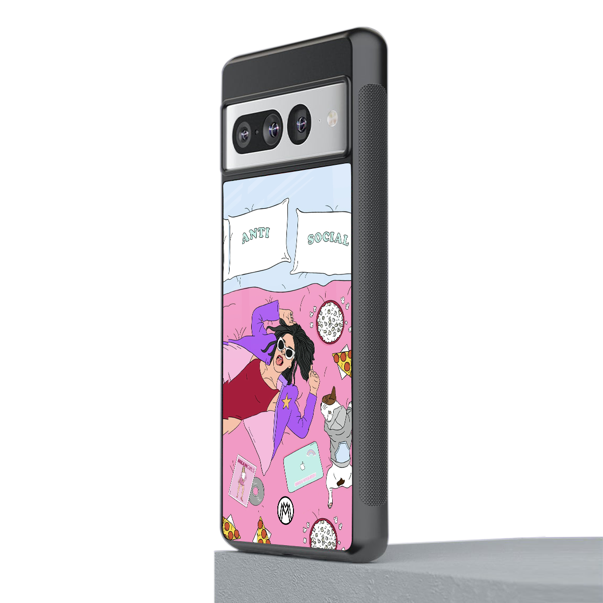 anti social chick girl back phone cover | glass case for google pixel 7 pro