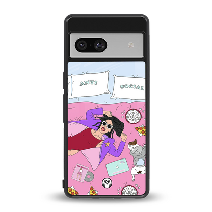 anti social chick girl back phone cover | glass case for Google Pixel 7