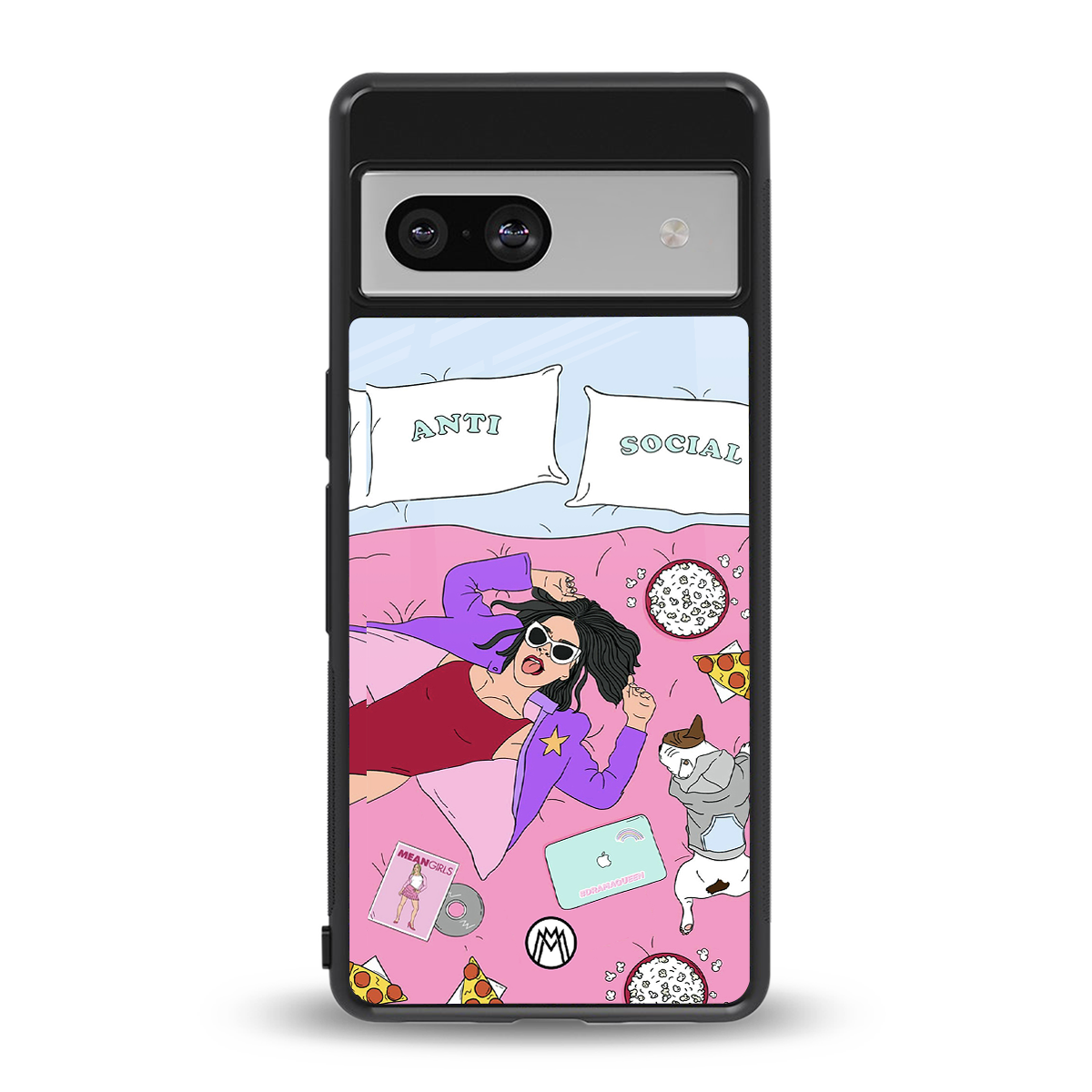 anti social chick girl back phone cover | glass case for Google Pixel 7A