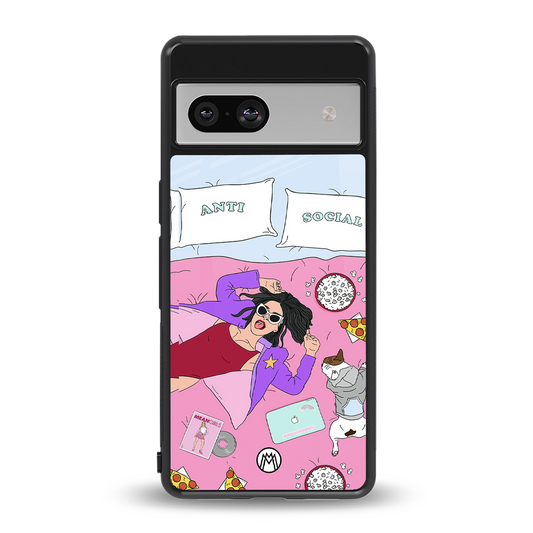 anti social chick girl back phone cover | glass case for Google Pixel 7A