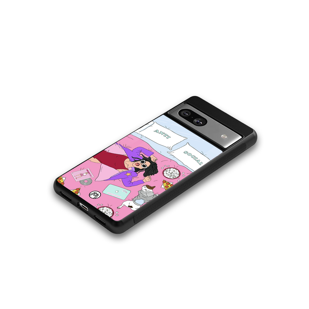 anti social chick girl back phone cover | glass case for Google Pixel 7