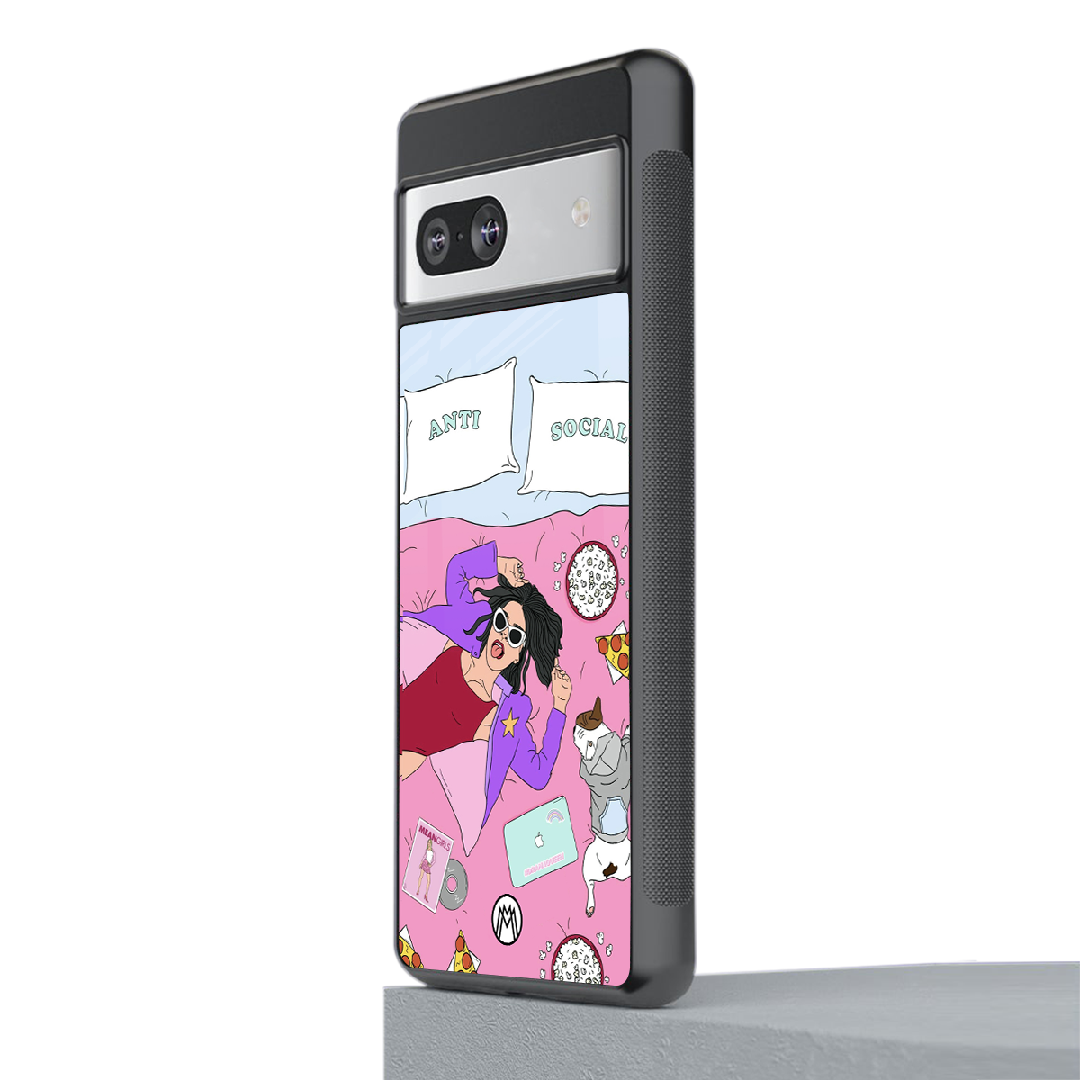 anti social chick girl back phone cover | glass case for Google Pixel 7A