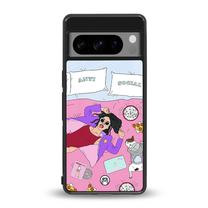 anti social chick girl back phone cover | glass case for google pixel 8 pro