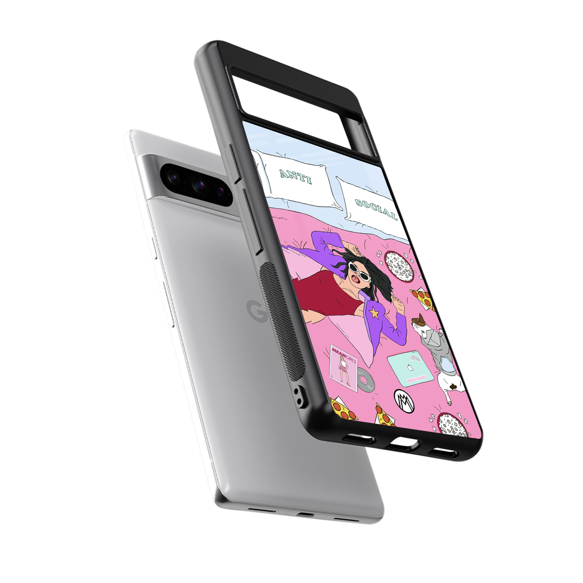 anti social chick girl back phone cover | glass case for google pixel 8 pro
