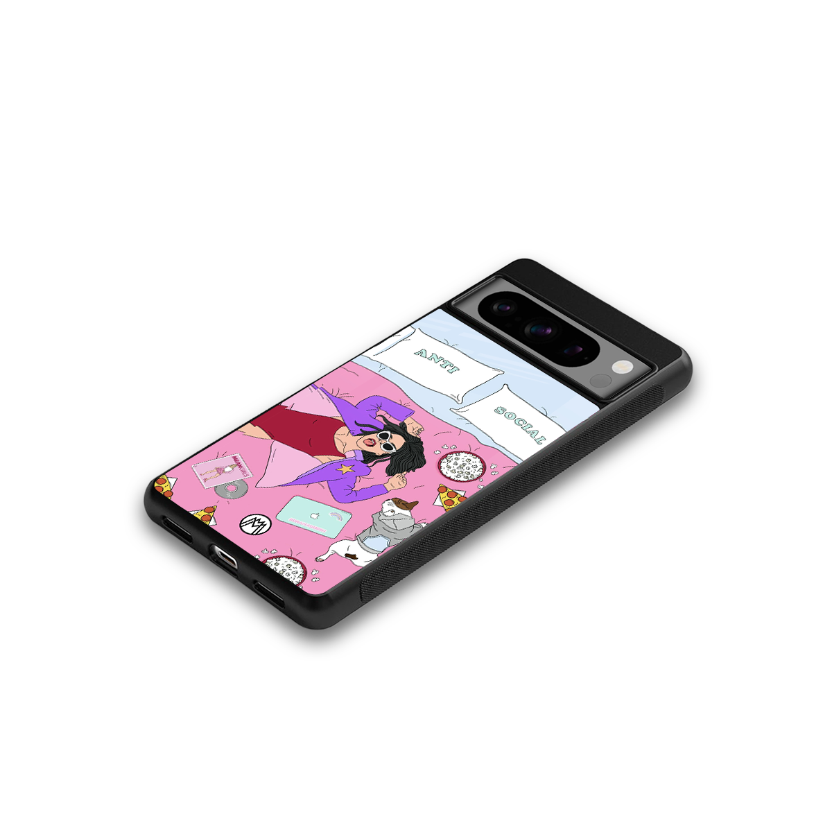 anti social chick girl back phone cover | glass case for google pixel 8 pro