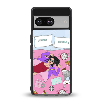 anti social chick girl back phone cover | glass case for Google Pixel 8