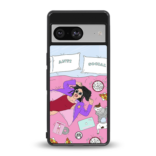anti social chick girl back phone cover | glass case for Google Pixel 8