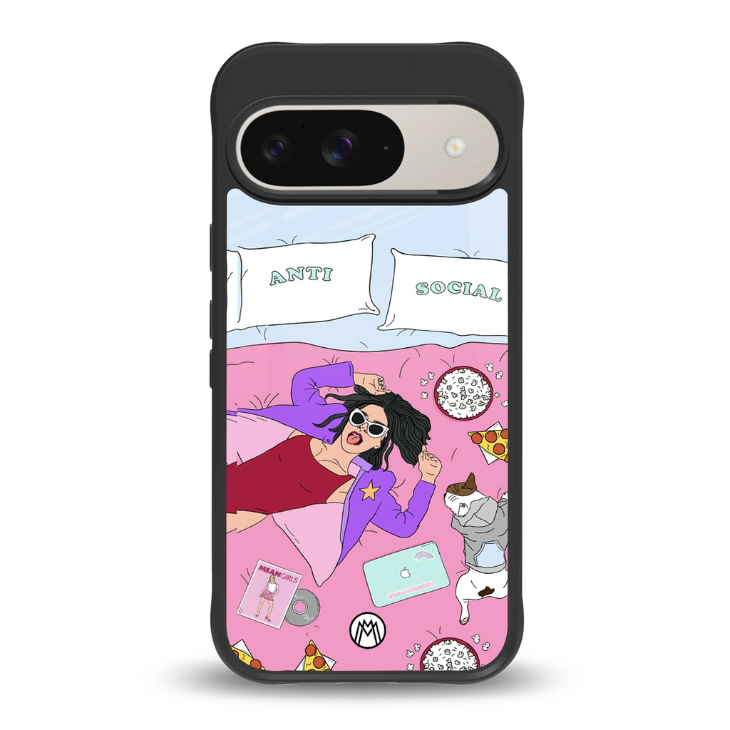 anti social chick girl back phone cover | glass case for google pixel 9