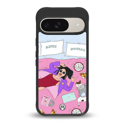 anti social chick girl back phone cover | glass case for google pixel 9
