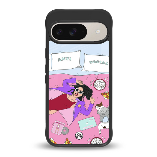 anti social chick girl back phone cover | glass case for google pixel 9