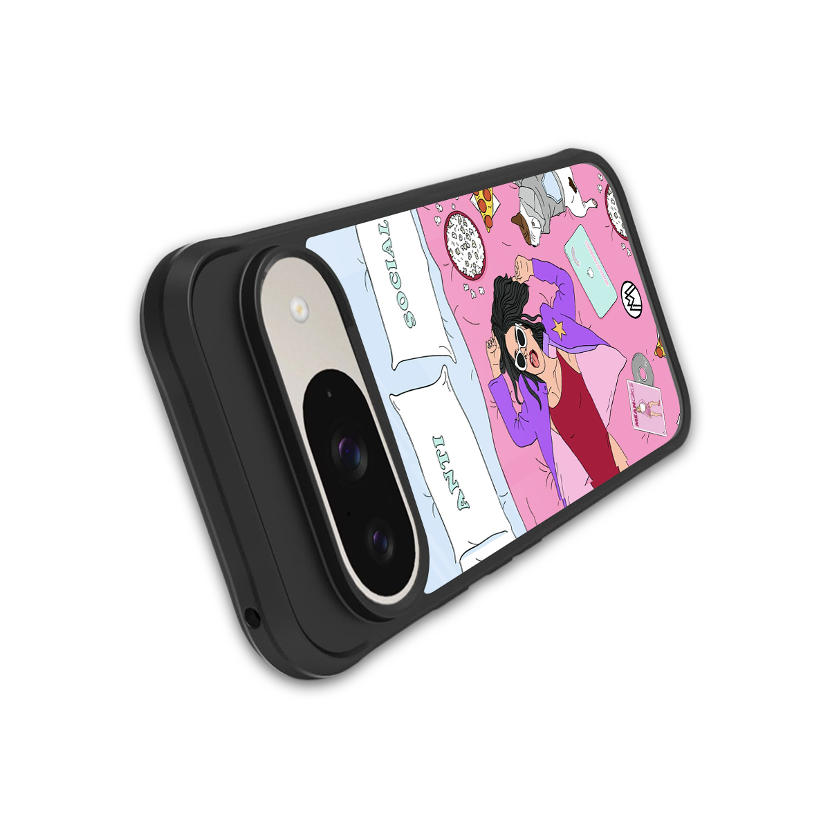 anti social chick girl back phone cover | glass case for google pixel 9
