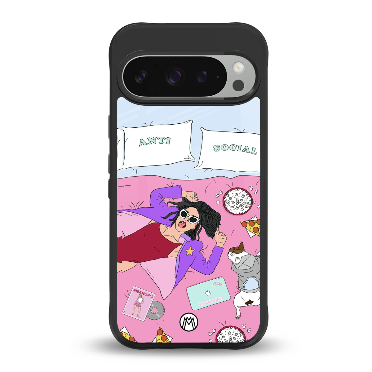 anti social chick girl back phone cover | glass case for google pixel 9 pro xl