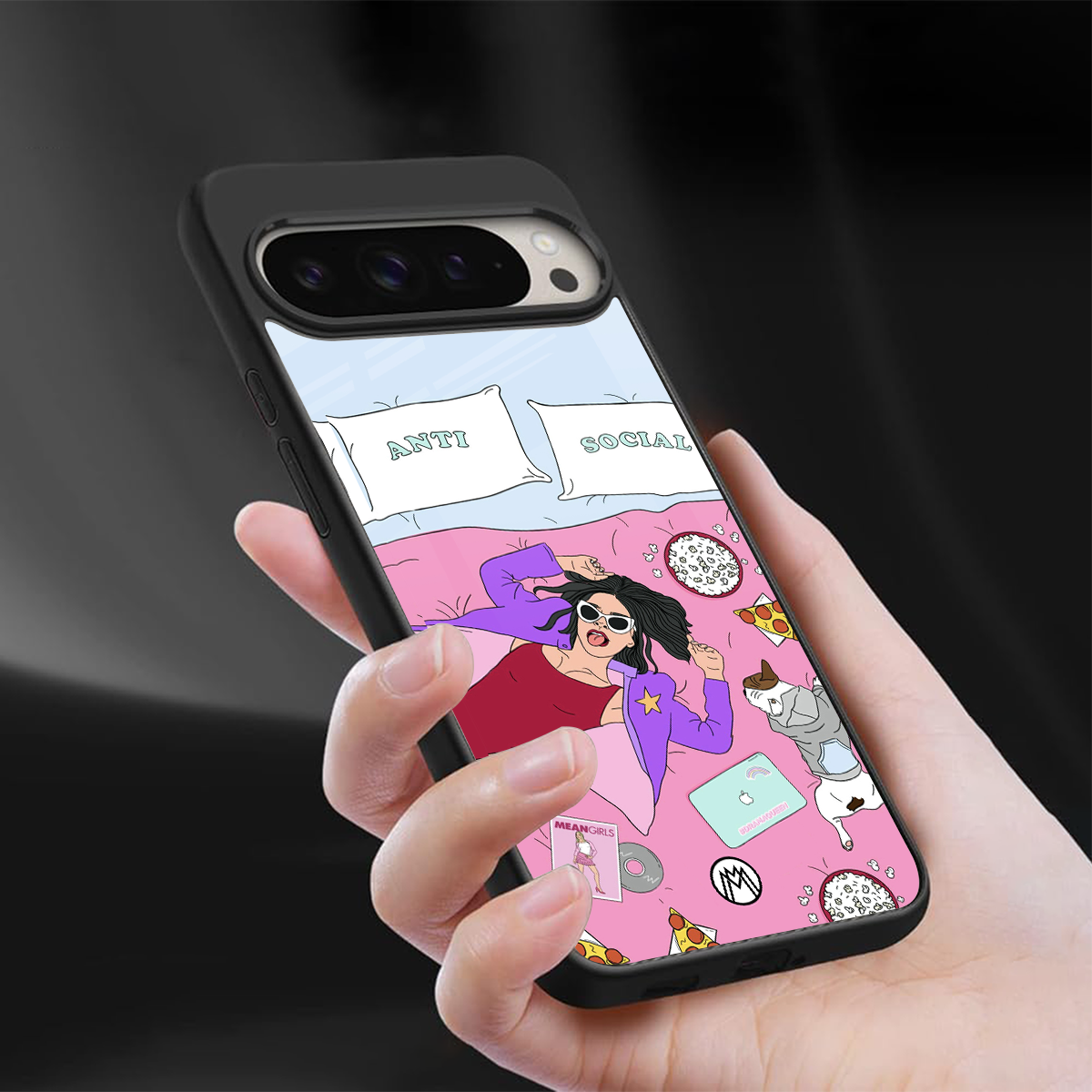 anti social chick girl back phone cover | glass case for google pixel 9 pro xl