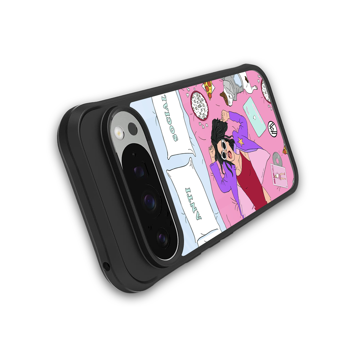 anti social chick girl back phone cover | glass case for google pixel 9 pro xl