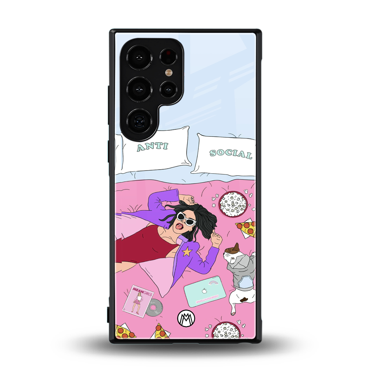 anti social chick girl back phone cover | glass case for samsung galaxy s24 ultra