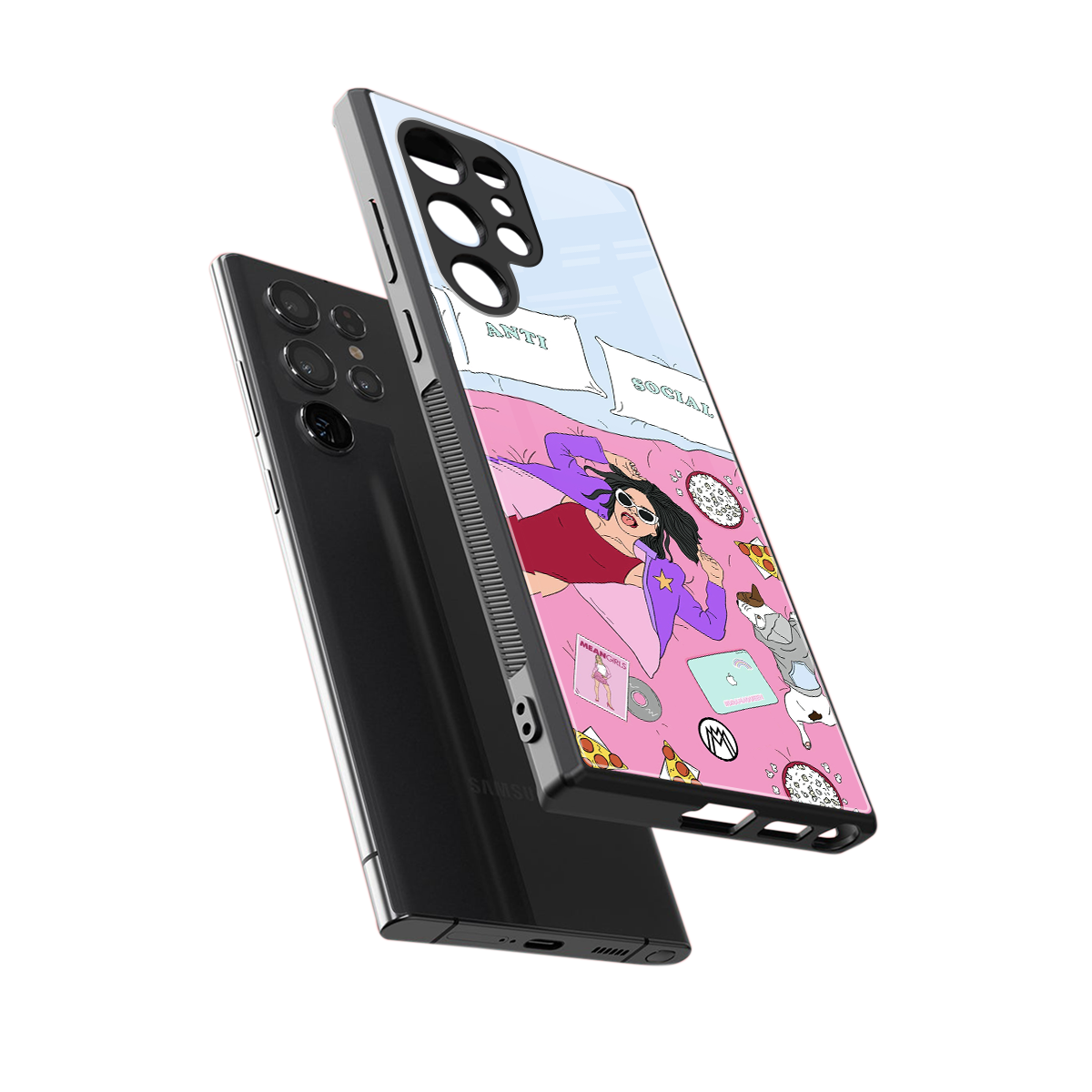 anti social chick girl back phone cover | glass case for samsung galaxy s24 ultra