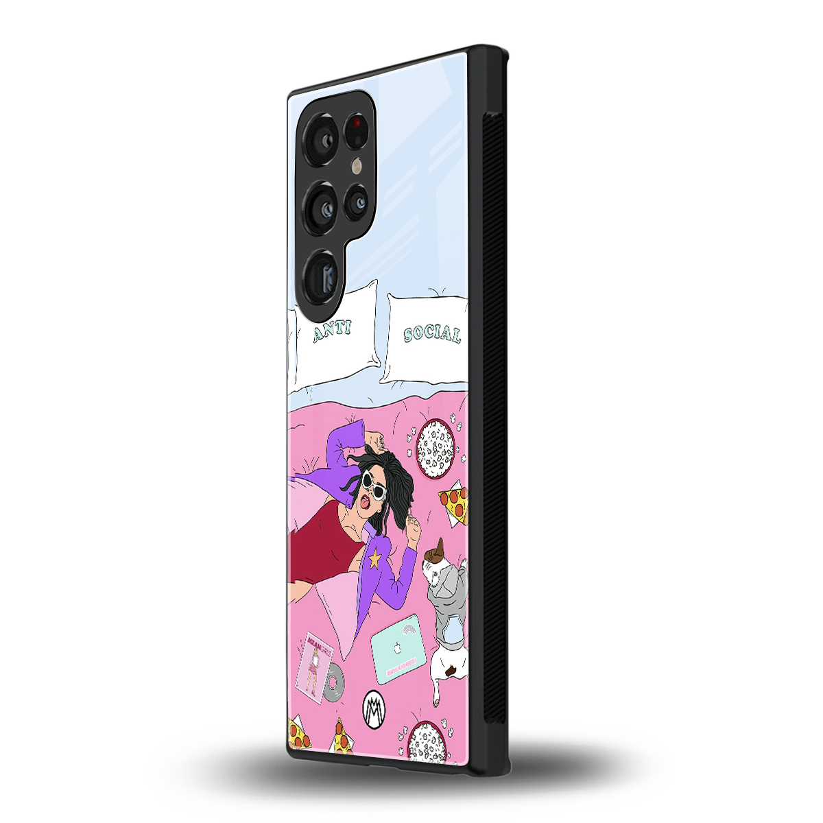 anti social chick girl back phone cover | glass case for samsung galaxy s24 ultra