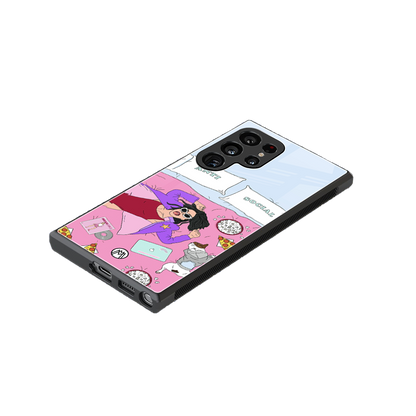 anti social chick girl back phone cover | glass case for samsung galaxy s24 ultra