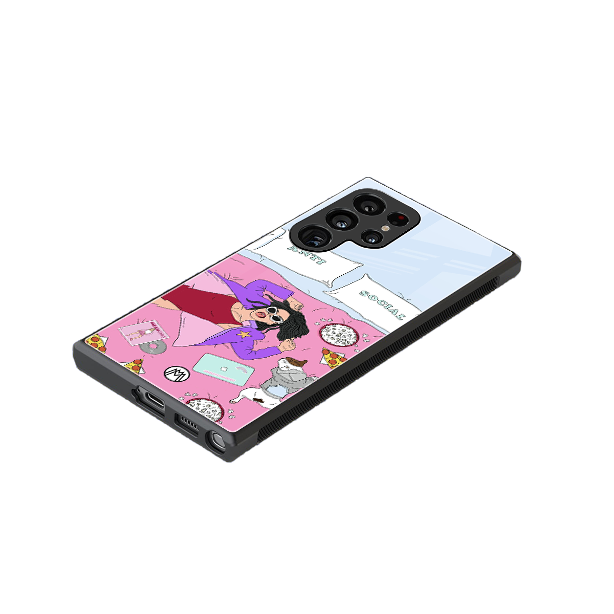 anti social chick girl back phone cover | glass case for samsung galaxy s23 ultra
