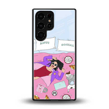 anti social chick girl back phone cover | glass case for samsung galaxy s25 ultra