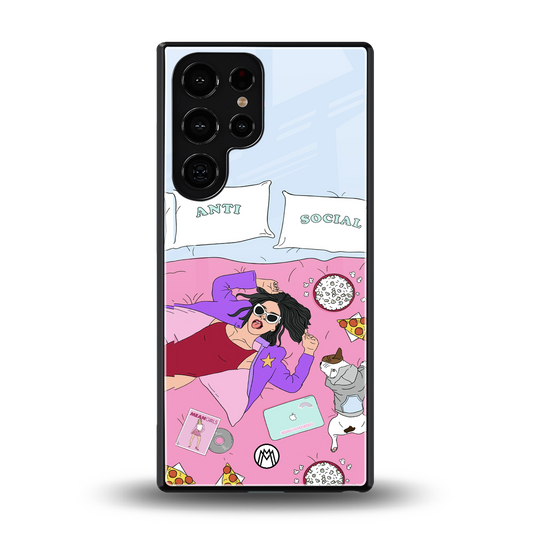 anti social chick girl back phone cover | glass case for samsung galaxy s25 ultra