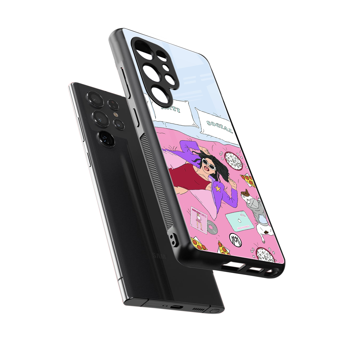 anti social chick girl back phone cover | glass case for samsung galaxy s25 ultra