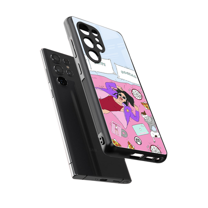 anti social chick girl back phone cover | glass case for samsung galaxy s25 ultra