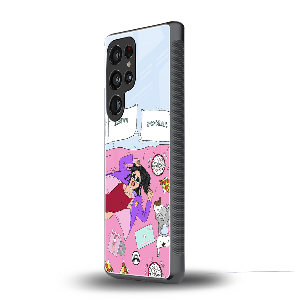 anti social chick girl back phone cover | glass case for samsung galaxy s25 ultra