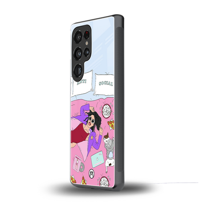 anti social chick girl back phone cover | glass case for samsung galaxy s25 ultra