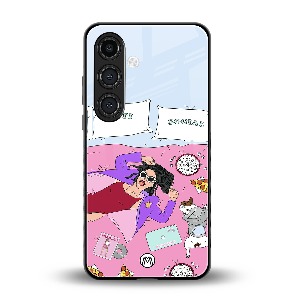 anti social chick girl back phone cover | glass case for samsung galaxy s23