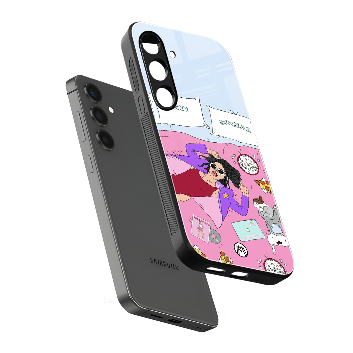 anti social chick girl back phone cover | glass case for samsung galaxy s23