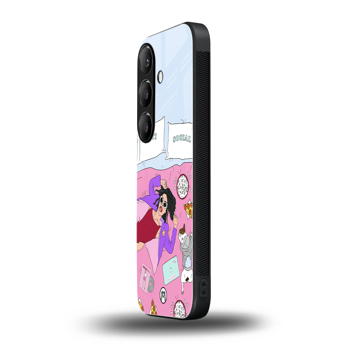 anti social chick girl back phone cover | glass case for samsung galaxy s24